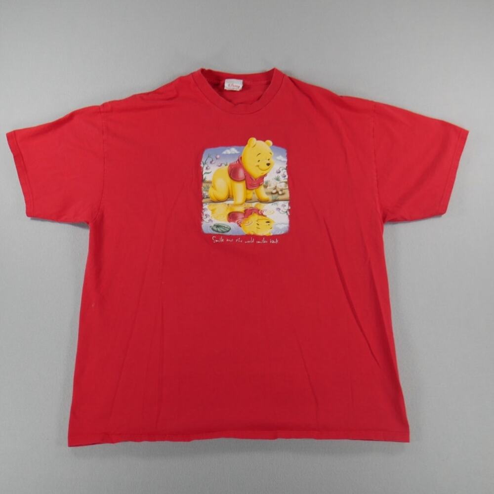 Vintage Y2K Disney Store Winnie The Pooh Reflection Graphic Red Mens‎ Size XXL